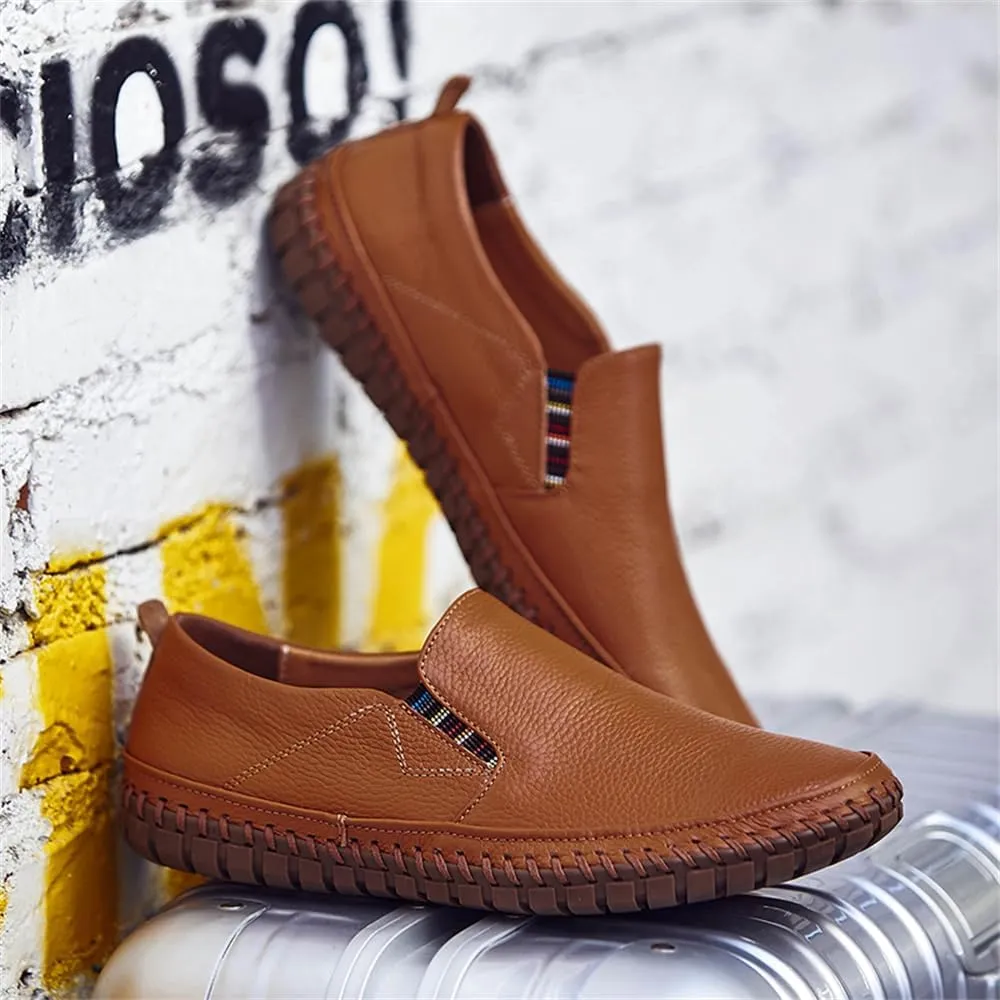 Handmade Leather Men's Loafers Moccasin Driving Shoes Slip on Soft Flats Shoes Men's Casual Shoes