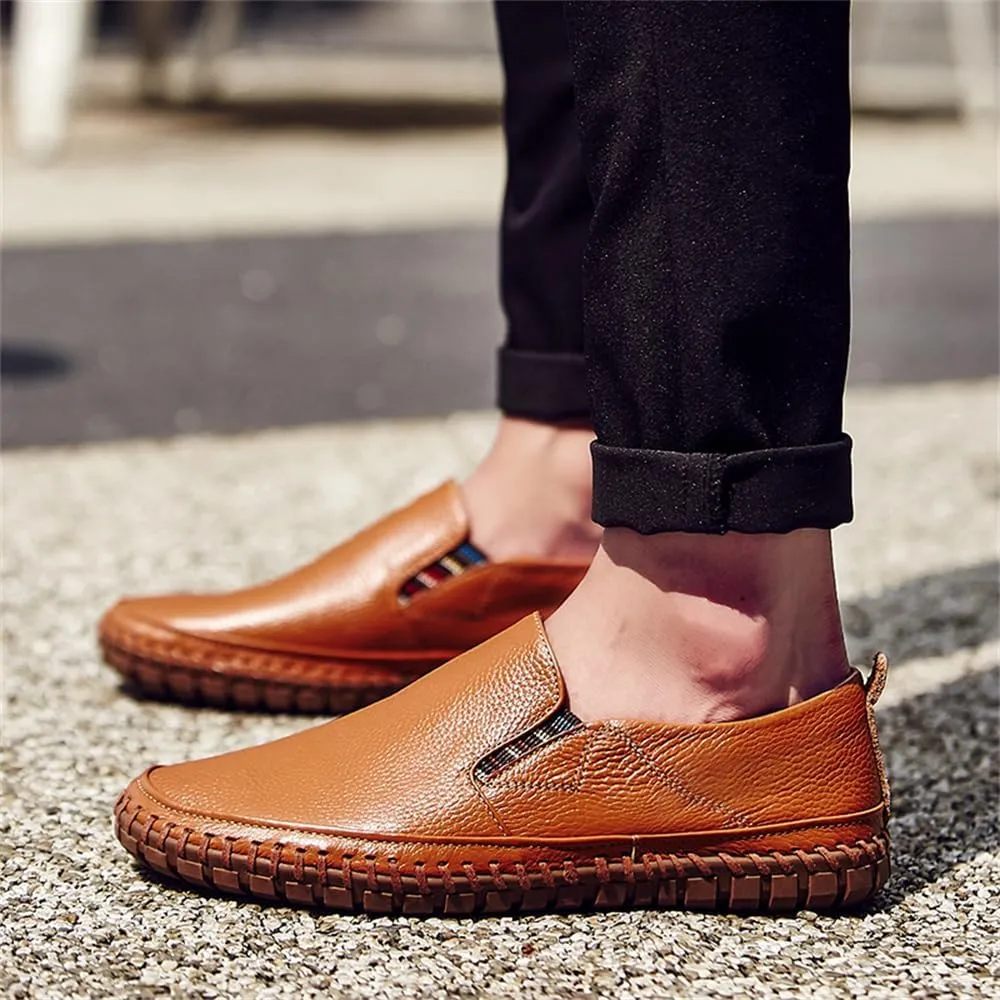 Handmade Leather Men's Loafers Moccasin Driving Shoes Slip on Soft Flats Shoes Men's Casual Shoes