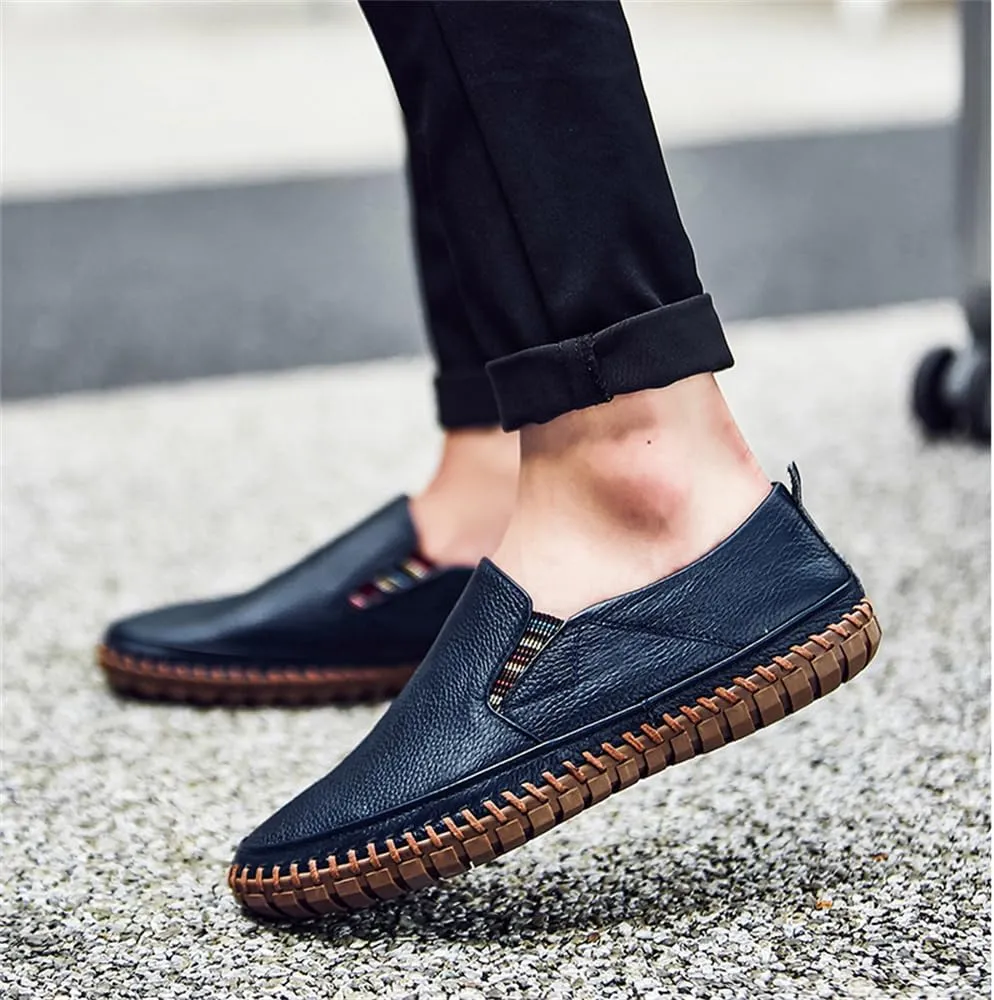 Handmade Leather Men's Loafers Moccasin Driving Shoes Slip on Soft Flats Shoes Men's Casual Shoes