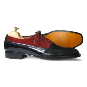 Handmade Oxford Two Tone Leather and Suede Lace Up Shoes for Men.
