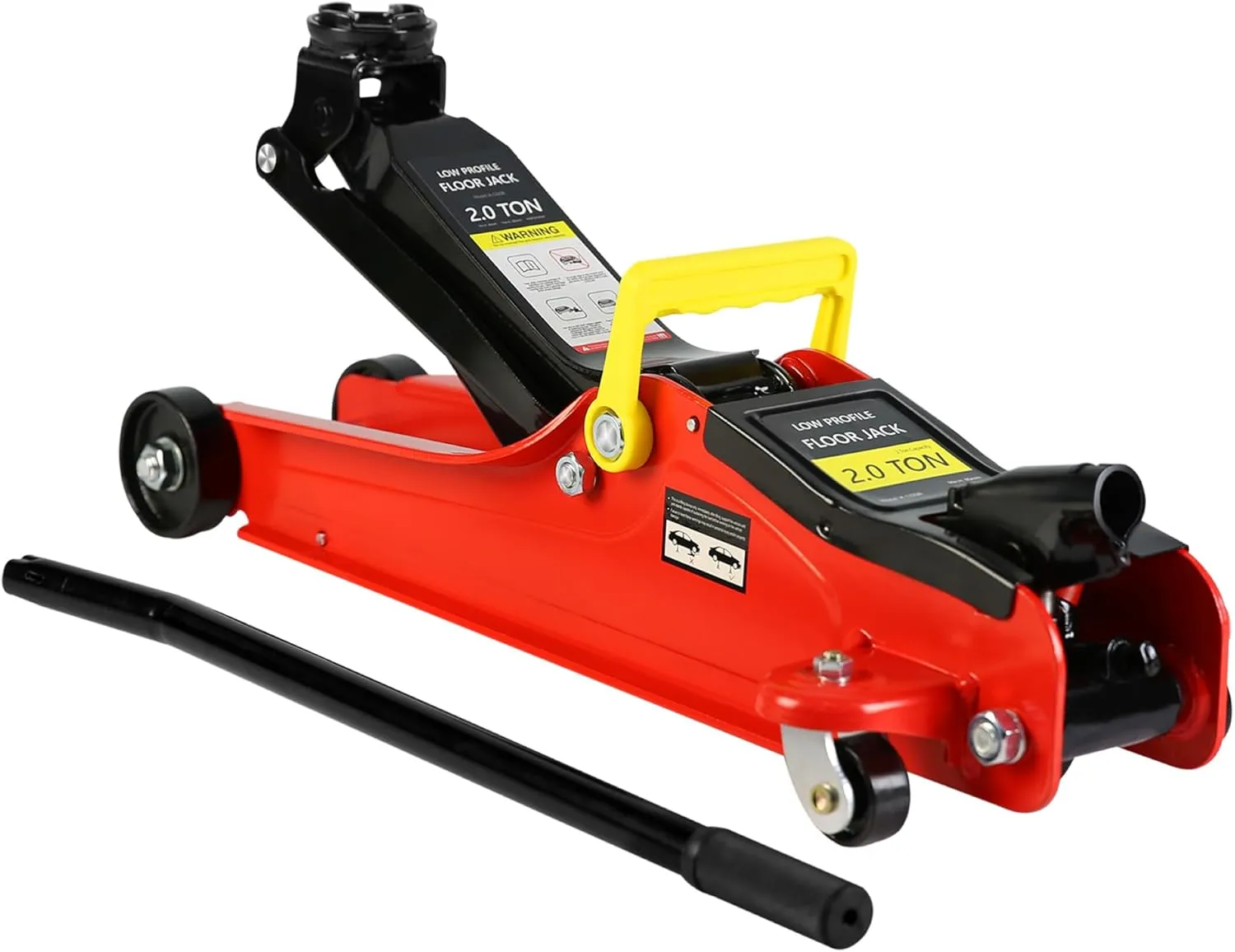 Henf 2 Ton Low Profile Floor Jack with Storage Bag,Professional Steel Racing Single Piston Quick Lift Pump,Red Heavy Duty Hydraulic Lifting Range 3.3''-15.2'',2 (4,000 lb)