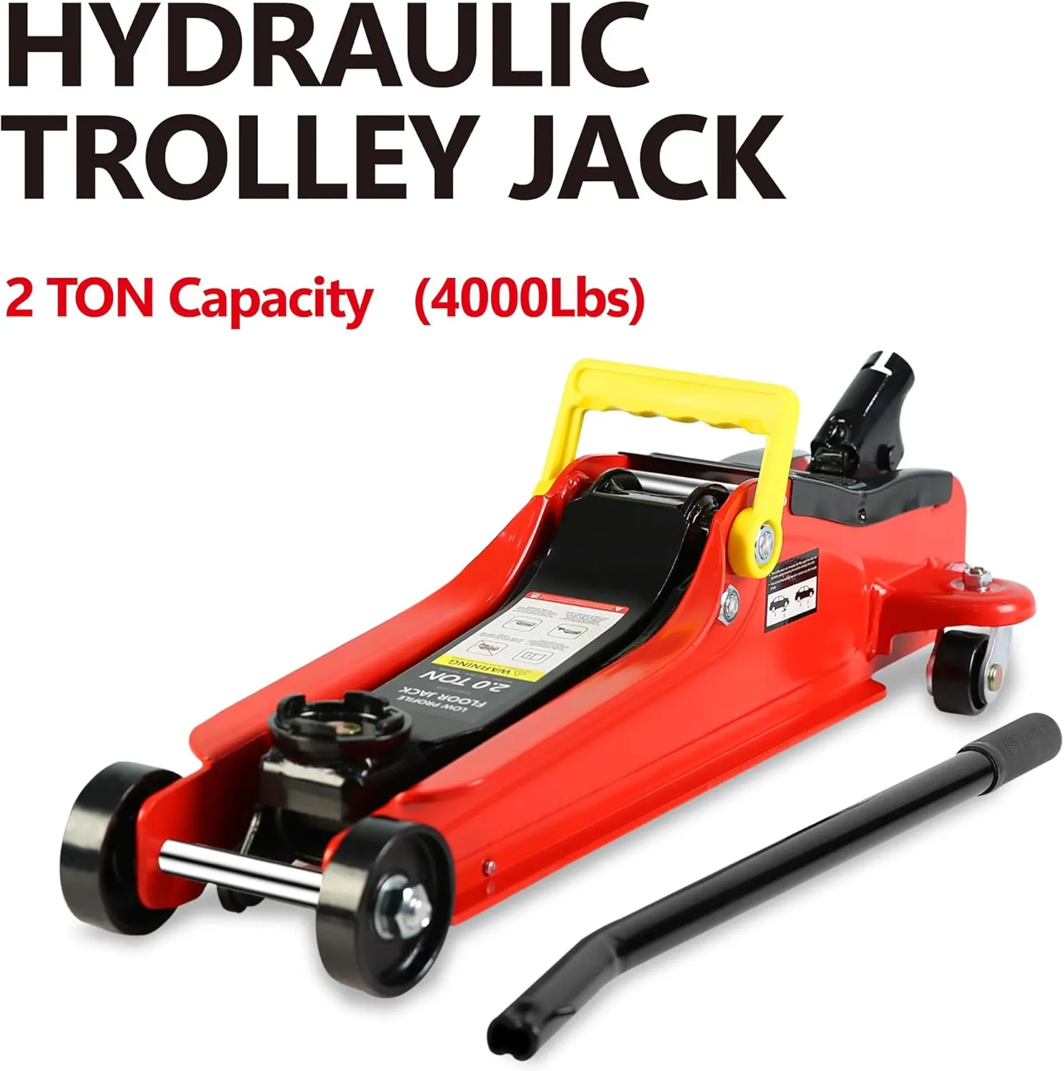 Henf 2 Ton Low Profile Floor Jack with Storage Bag,Professional Steel Racing Single Piston Quick Lift Pump,Red Heavy Duty Hydraulic Lifting Range 3.3''-15.2'',2 (4,000 lb)
