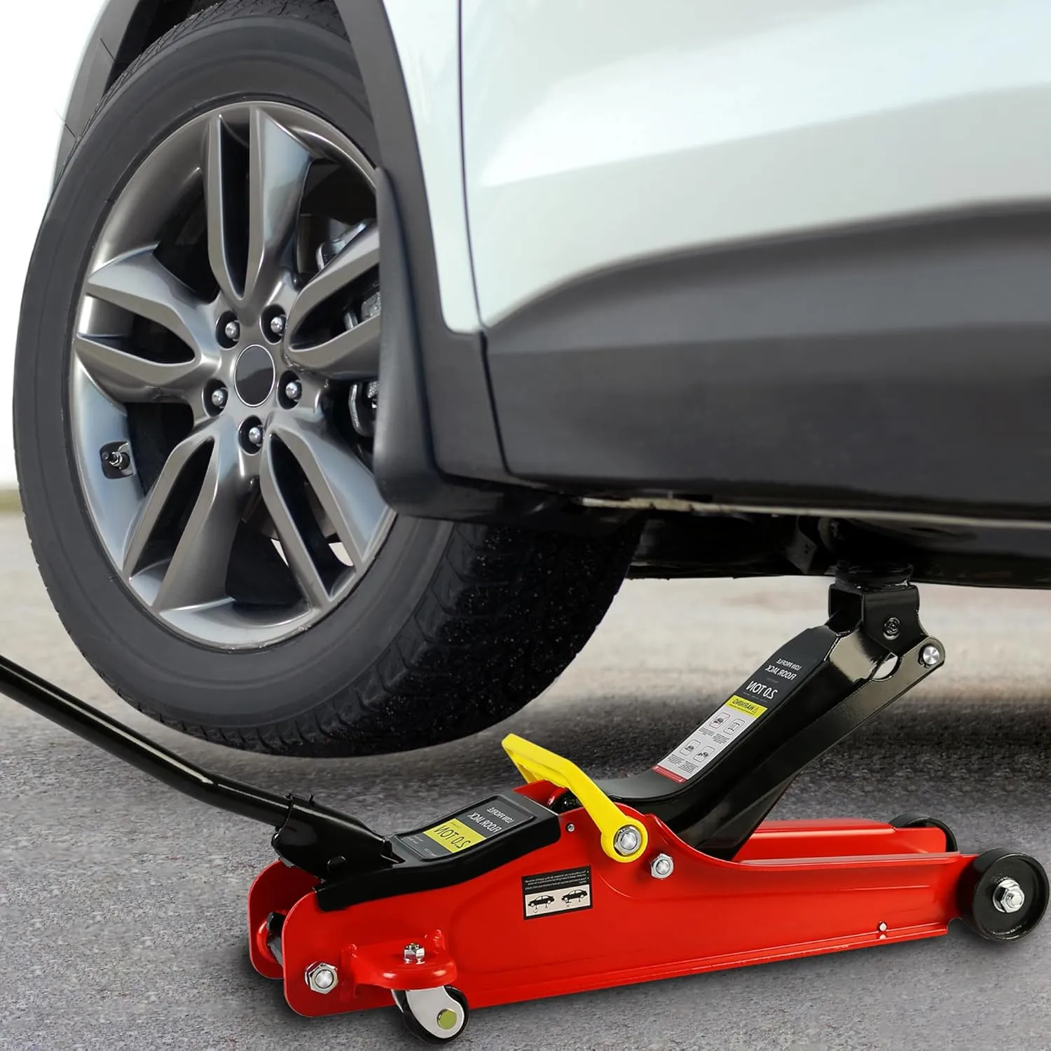 Henf 2 Ton Low Profile Floor Jack with Storage Bag,Professional Steel Racing Single Piston Quick Lift Pump,Red Heavy Duty Hydraulic Lifting Range 3.3''-15.2'',2 (4,000 lb)