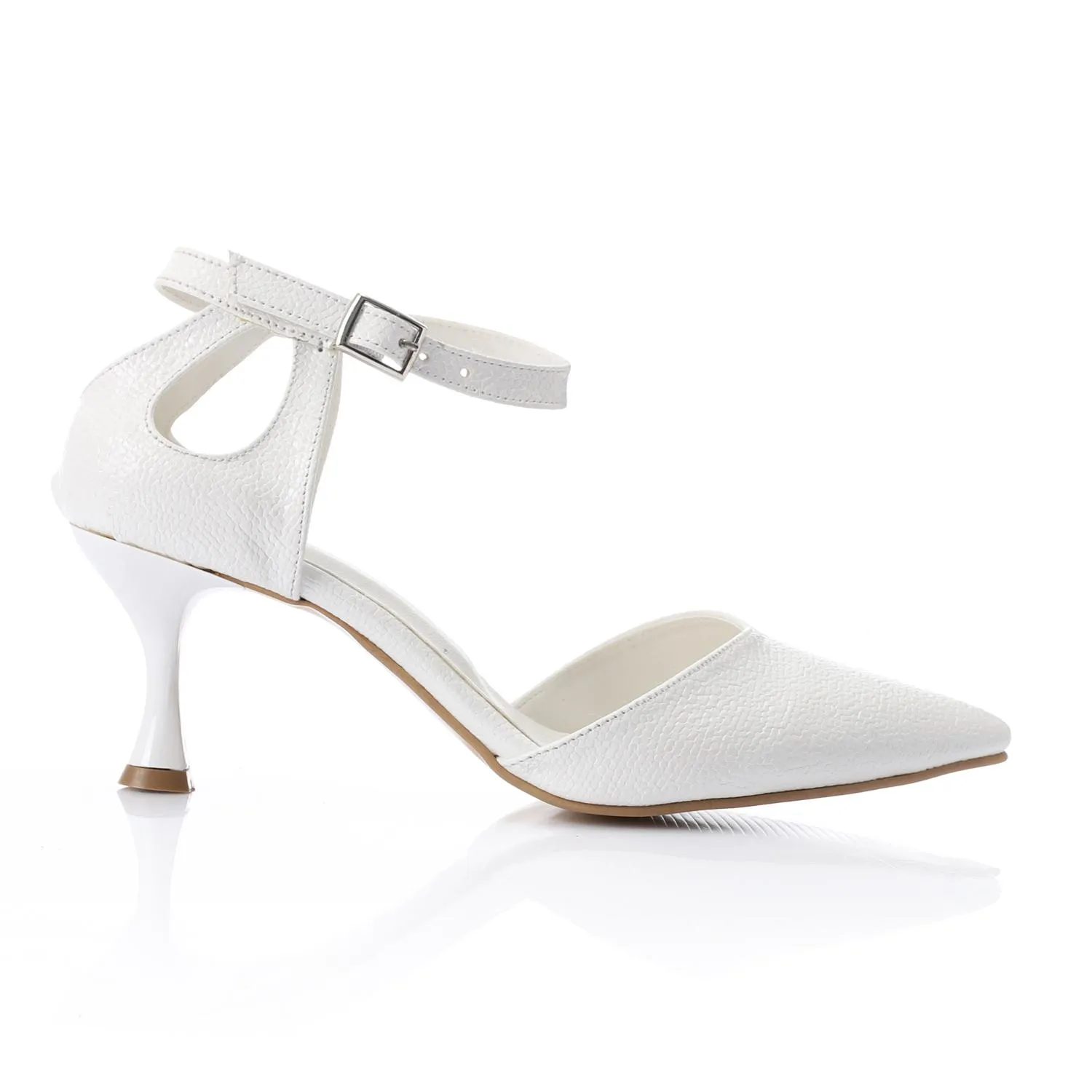 High Heel Mule Sandals – Elegant Pointed Toe, Faux Leather Texture