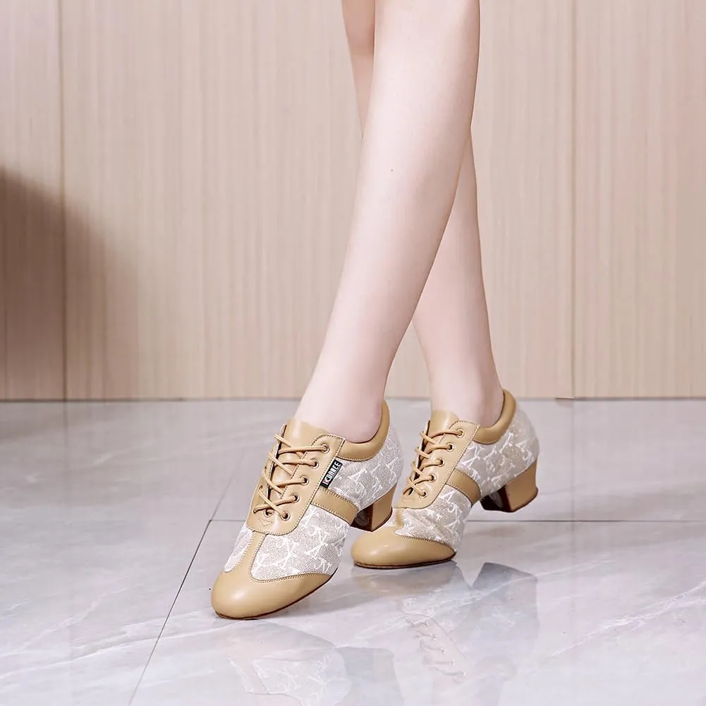 HIPPOSEUS Women's Professional Latin Dance Practice Shoes Closed Toe Competition Training Dance Shoes Indoor,Model 2213