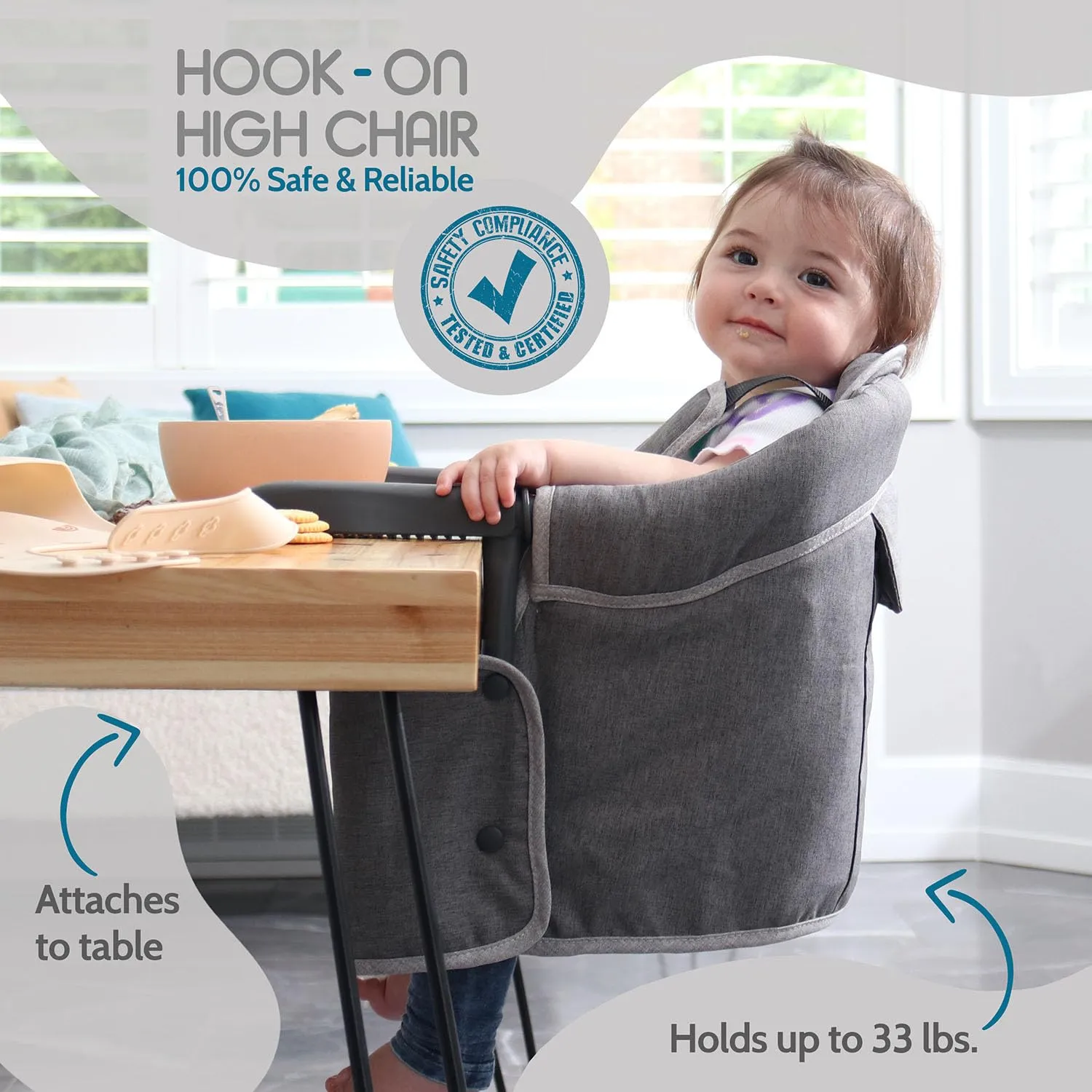 Hook On High Chair for Baby, High Chair That Attaches to Table - Clip On High Chair for Table, Portable High Chair for Travel, Highchair for Baby Seat - Portable Baby Chair for Eating