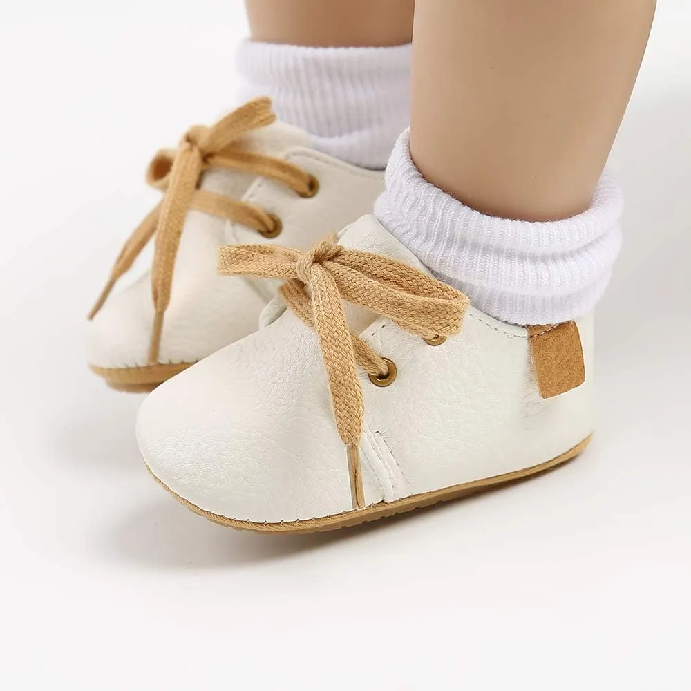 HsdsBebe Baby Boys Girls Oxford Shoes PU Leather Soft Rubber Sole Sneakers Anti-Slip Toddler Ankle Boots Infant Walking Shoes Moccasins