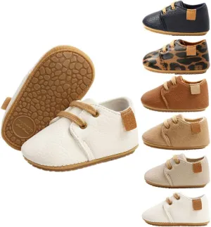 HsdsBebe Baby Boys Girls Oxford Shoes PU Leather Soft Rubber Sole Sneakers Anti-Slip Toddler Ankle Boots Infant Walking Shoes Moccasins