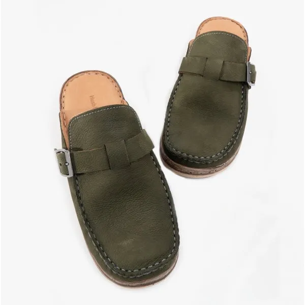 Hush Puppies SORCHA MULE Womens Leather Sandals Khaki Nubuck