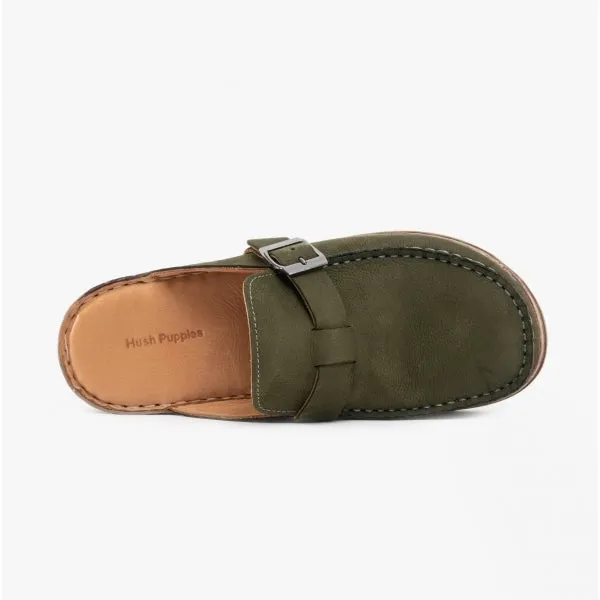Hush Puppies SORCHA MULE Womens Leather Sandals Khaki Nubuck
