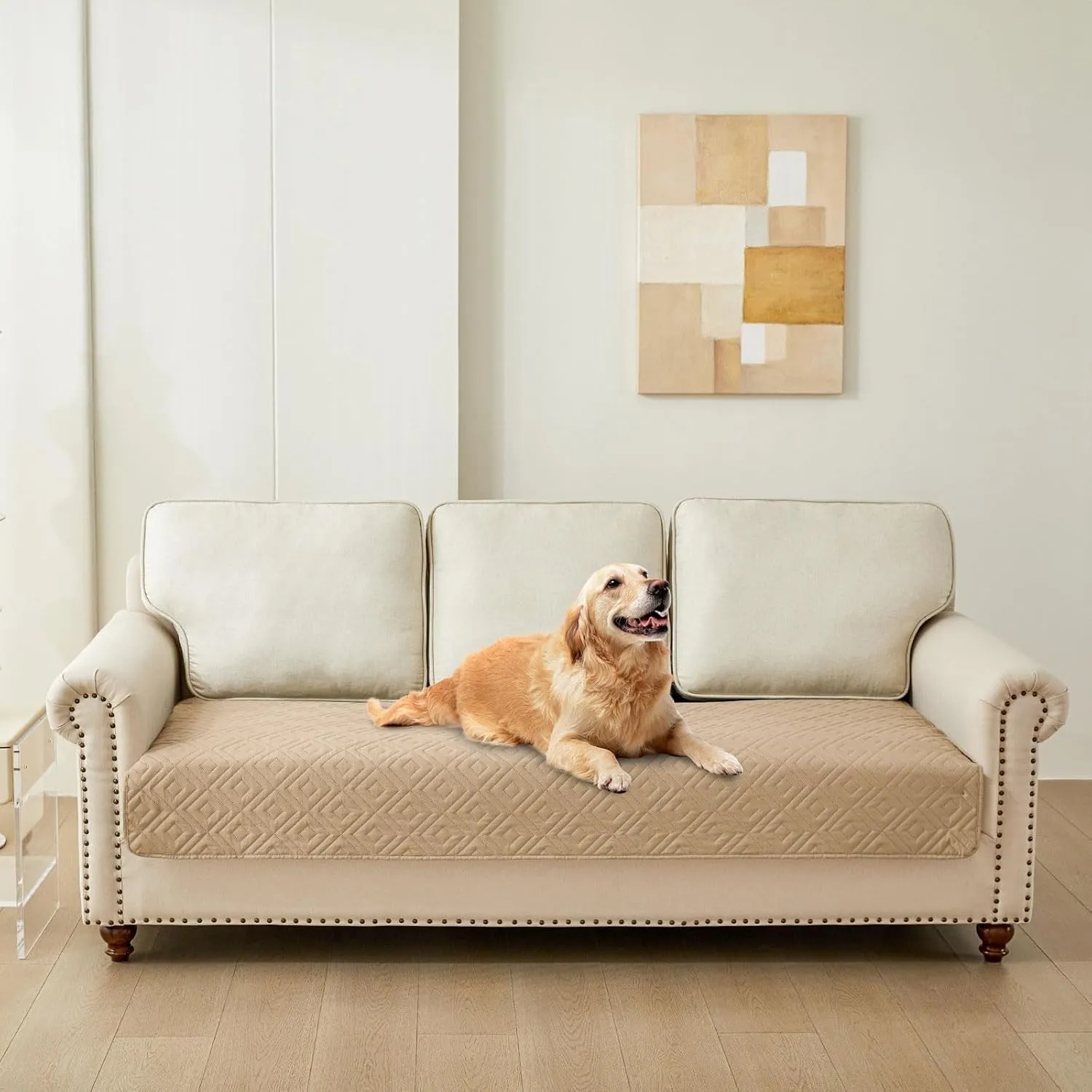 hyha Waterproof Dog Blanket, Soft Pet Bed Blankets, Waterproof Sofa Couch Cover for Dogs Washable, Reversible Pet Couch Covers for Sofa Furniture (30x70 Inch, Camel/Beige)