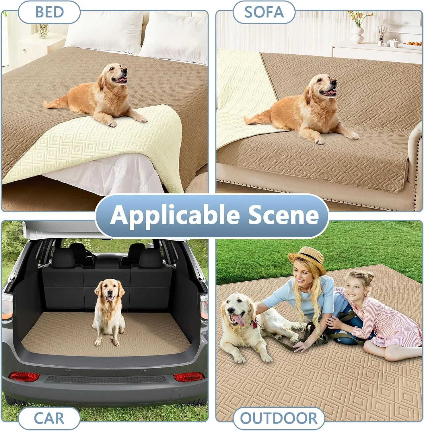 hyha Waterproof Dog Blanket, Soft Pet Bed Blankets, Waterproof Sofa Couch Cover for Dogs Washable, Reversible Pet Couch Covers for Sofa Furniture (30x70 Inch, Camel/Beige)