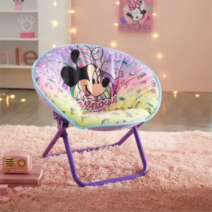 Idea Nuova Disney Minnie Mouse Toddler 19" Folding Saucer™ Chair, Portable Fun Character Design, Ages 3 