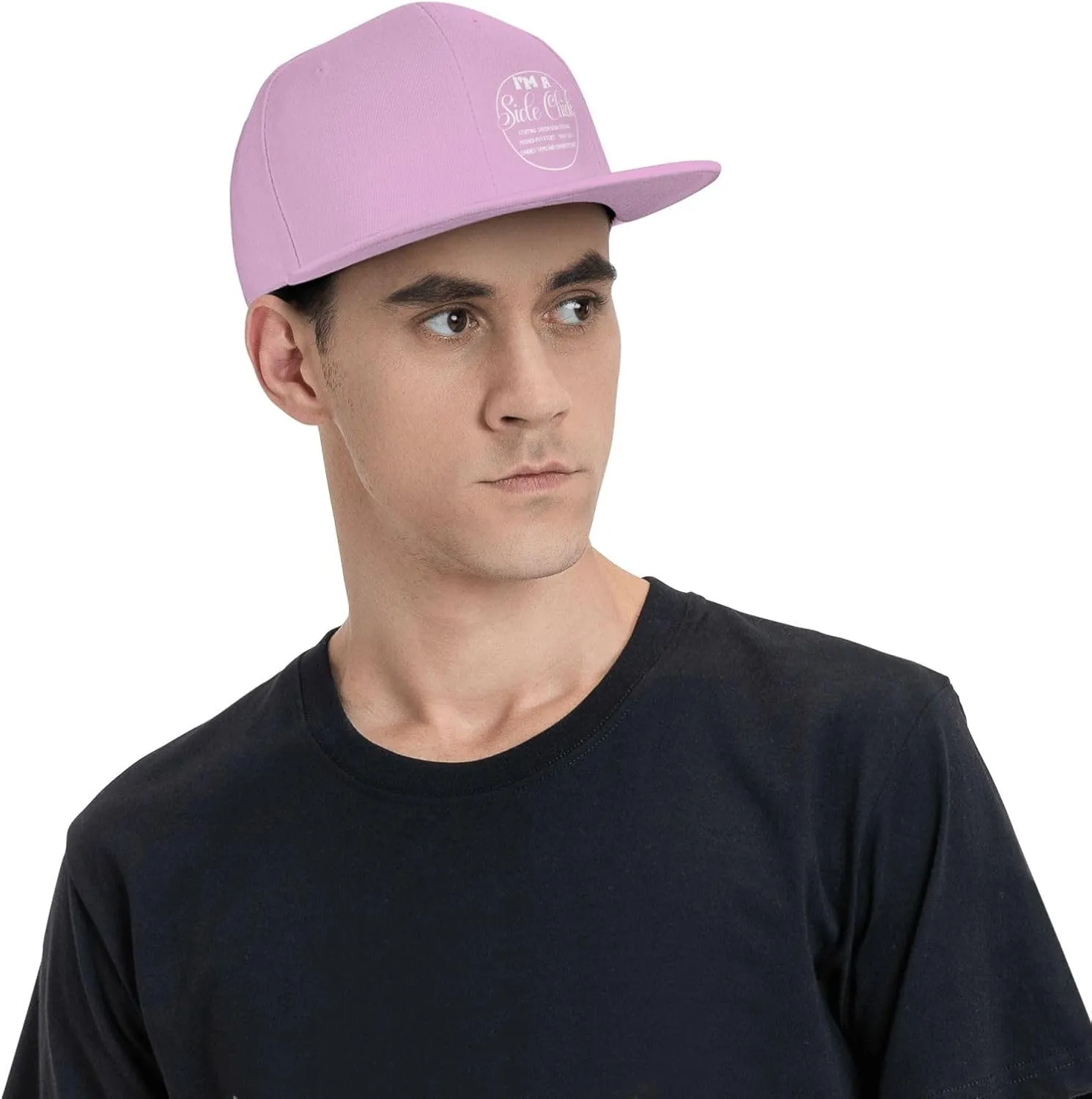 I'm A Side Chick,Cute Thanksgiving Flat Brim Baseball Cap,Snapback Hats Adjustable Trucker Hat for Men & Women,Black