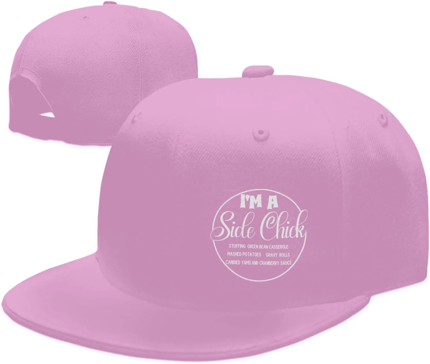 I'm A Side Chick,Cute Thanksgiving Flat Brim Baseball Cap,Snapback Hats Adjustable Trucker Hat for Men & Women,Black