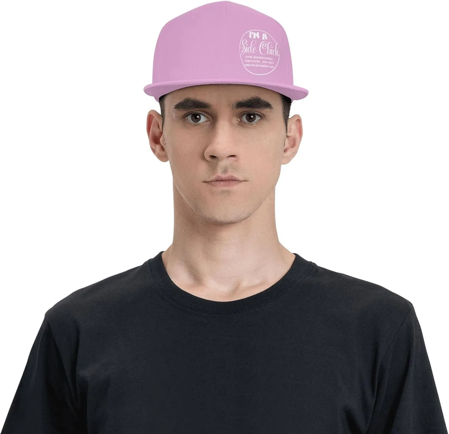 I'm A Side Chick,Cute Thanksgiving Flat Brim Baseball Cap,Snapback Hats Adjustable Trucker Hat for Men & Women,Black