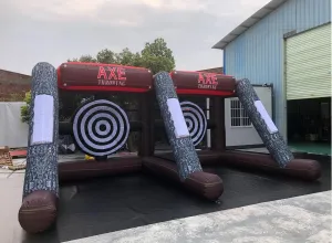 Inflatable Axe Throwing Game   Inflatable Ball Toss Target Dart Board for Backyard/Birthday/School/Team/Party Events, Double Darts for 2 Players with 24 Axes 16 Toss Ball  8 Soccer Balls