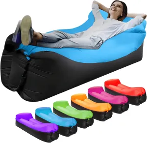 Inflatable Lounger Air Sofa Hammock, Inflatable Couch for Camping, Perfect for Beach Chair Waterproof Anti-Air Leaking Pouch Couch Air Chair for Outdoor, Beach, Hiking