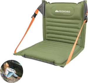 Inflatable Seat Cushion, Portable Chairs with Back Support, Foldable and Lightweight Seating for Camping/Sporting Events, Adjustable Straps, Stadium Seats with Storage Bag, Lounge Chair