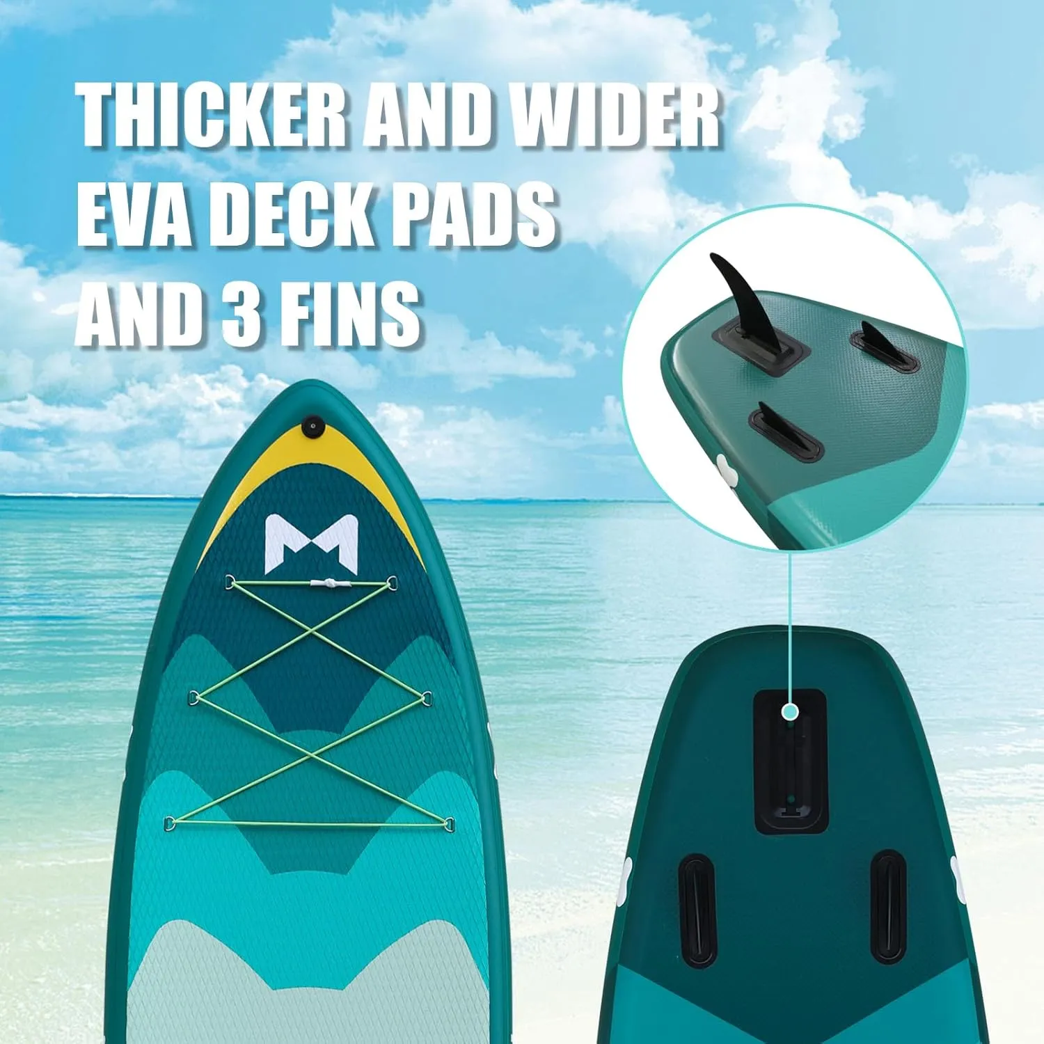 Inflatable Stand Up Paddle Boards with Premium SUP Paddle Board Accessories，10'8'' Paddle Boards Water Ripple Design,Wide Stable Non-Slip Comfort Deck for Adult & Youth