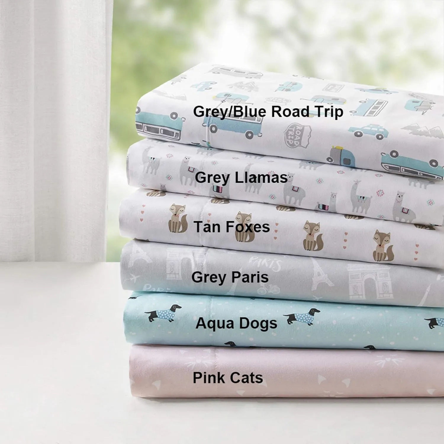 Intelligent Design Microfiber Cozy Bed Sheet Set, Modern All Season Bedding & Pillowcases, Premium 14" Elastic Pocket Fits up to 16" Mattress, Queen Grey/Blue Road Trip 4 Piece