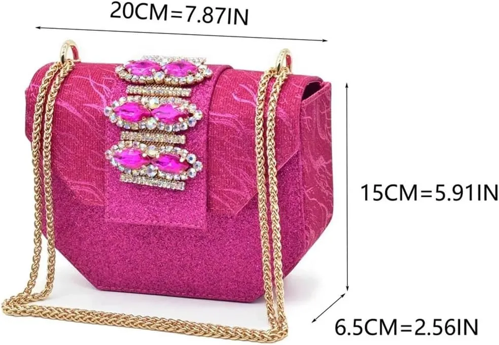 Italian Pointed Toe Low Heel Pumps Rhinestone Purse Luxury Bridal Combo