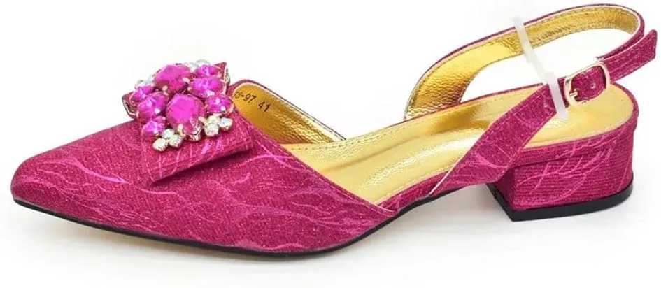 Italian Pointed Toe Low Heel Pumps Rhinestone Purse Luxury Bridal Combo