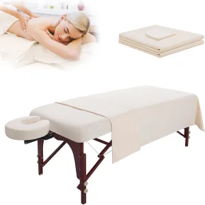 Ivory 6 Pieces of 2 Sets Beige Soft Microfiber Fabric Waterproof SPA Table Sheet for Massage Beauty Tattoos,Cream Premium Facial Bed Cover,Flat and Fitted Sheets with Face Cradle Cover