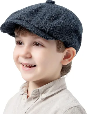 Jastore Kids Boys Vintage Newsboy Cap Tweed Flat Boys Vintage Beret Cabbie Hat Pageboy Caps
