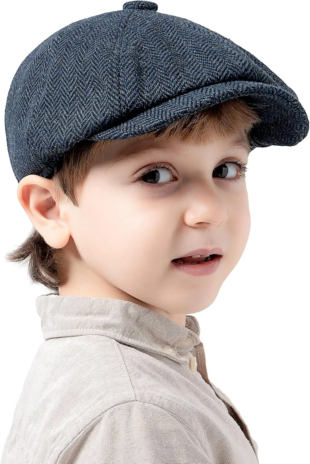 Jastore Kids Boys Vintage Newsboy Cap Tweed Flat Boys Vintage Beret Cabbie Hat Pageboy Caps