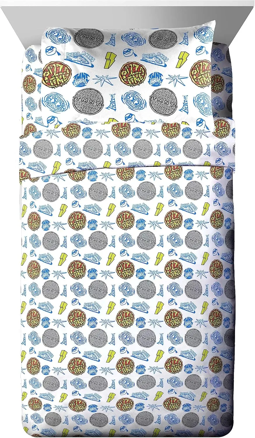 Jay Franco Nickelodeon Teenage Mutant Ninja Turtles Twin Comforter Set - 5 Piece Bedding Includes Sheet Set & Pillow Covers - Super Soft Mini Mutants Microfiber Bed Set