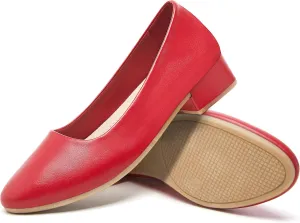 Jeekopeg Low Chunky Pumps Women's Round Toe Heels PU Leather Chunky Pump Shoes Classic Closed Toe Pumps Low Heel Dress Shoes for Women