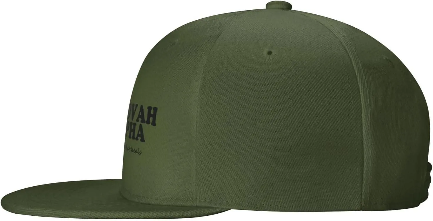 Jehovah Rapha The God Who Heals Flat Brim Baseball Cap,Snapback Hat Adjustable Trucker Hat for Men & Women,Black