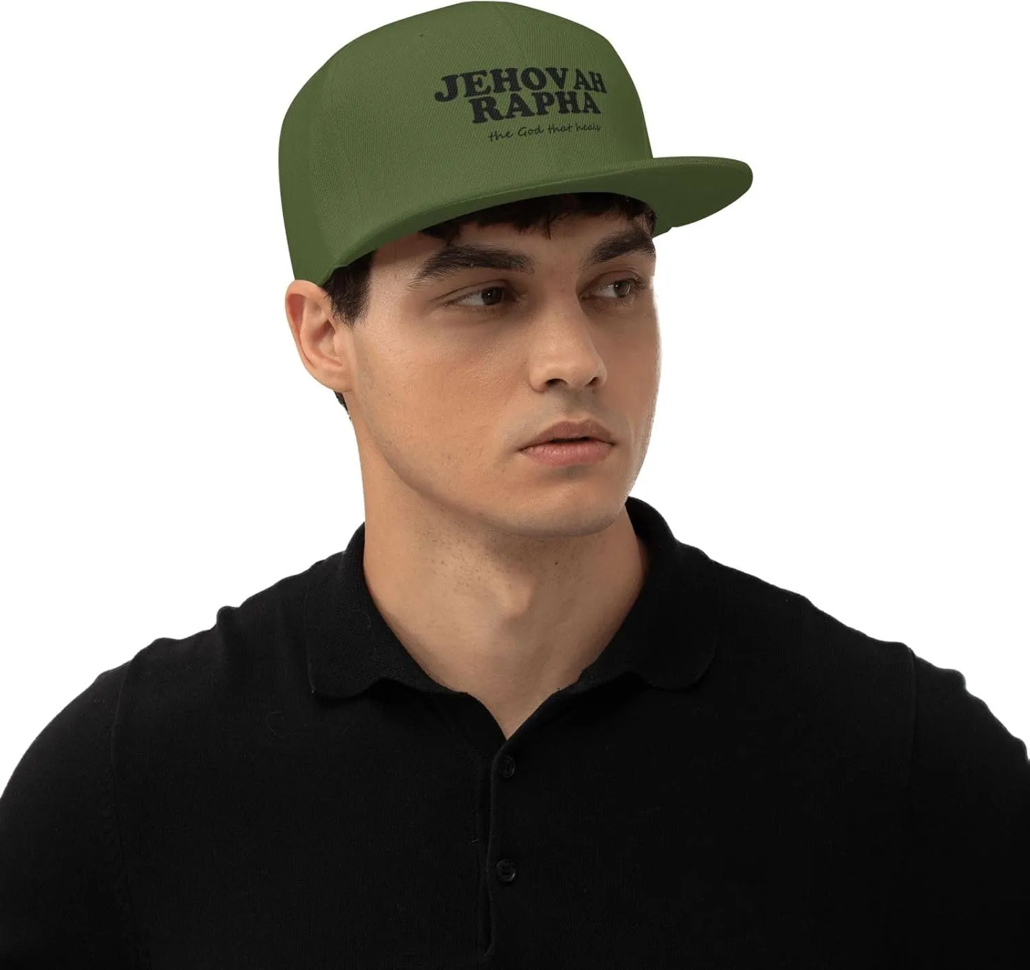 Jehovah Rapha The God Who Heals Flat Brim Baseball Cap,Snapback Hat Adjustable Trucker Hat for Men & Women,Black