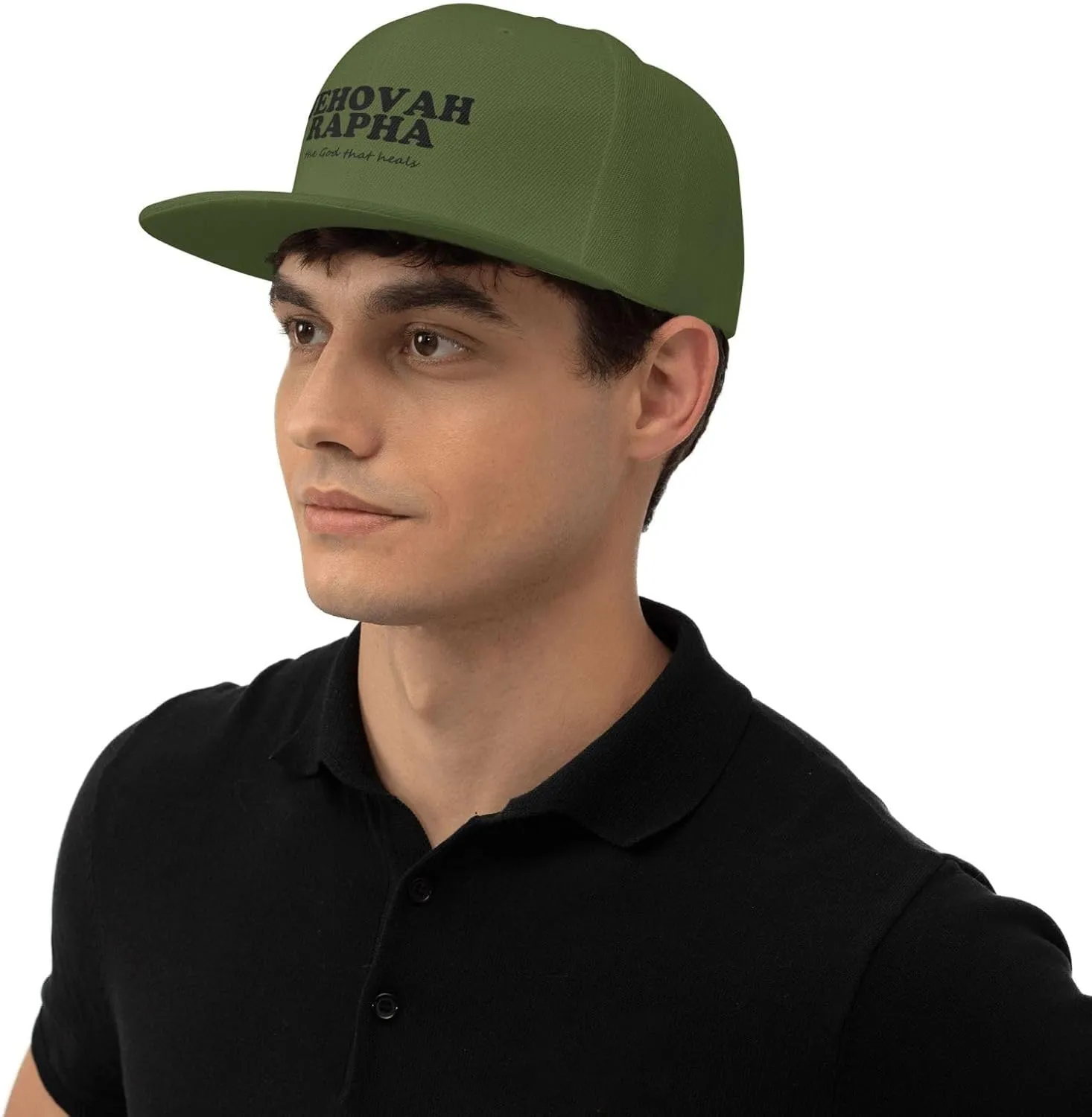 Jehovah Rapha The God Who Heals Flat Brim Baseball Cap,Snapback Hat Adjustable Trucker Hat for Men & Women,Black