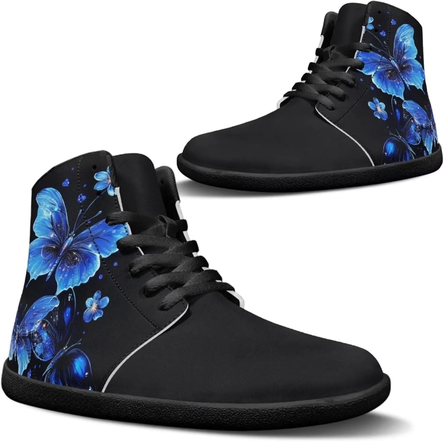 Jeiento High Top Barefoot Sneakers Men Women Butterfly Barefoot Shoes with Wide Toe Box