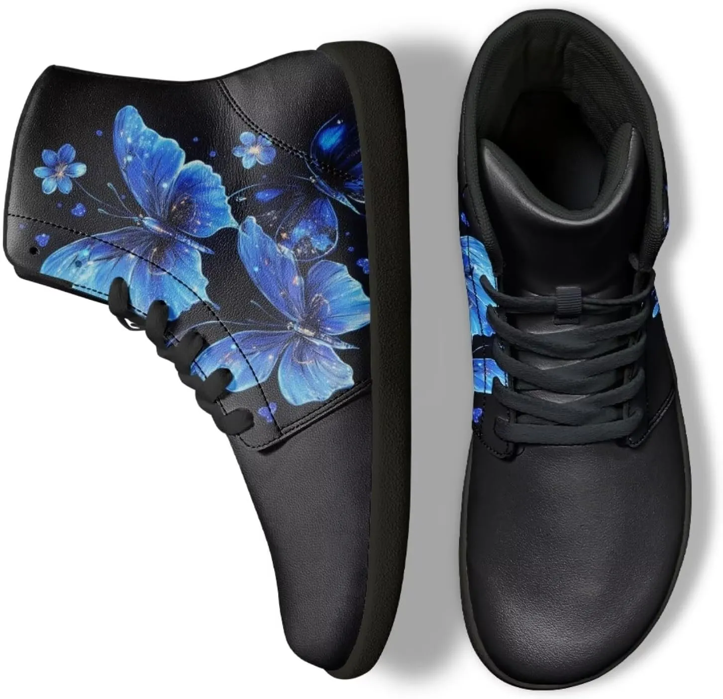 Jeiento High Top Barefoot Sneakers Men Women Butterfly Barefoot Shoes with Wide Toe Box