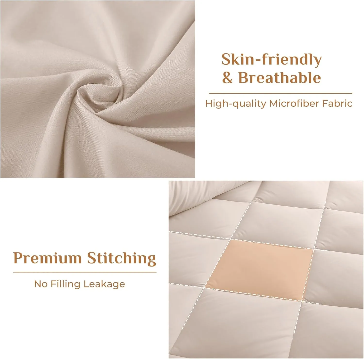JOLLYVOGUE 11 Pieces Queen Comforter Set, Reversible Bed in a Bag Queen Size, All Season Bedding Set with Soft Beige Comforter, Flat Sheets, Fitted Sheets, Pillowcases & Shams