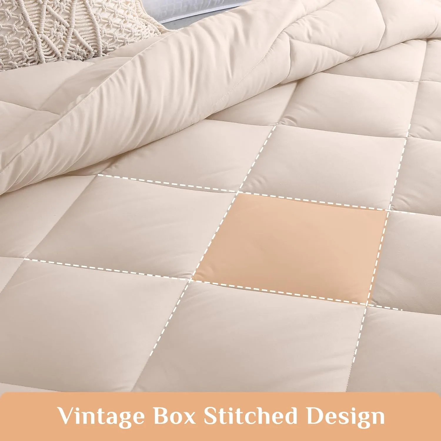 JOLLYVOGUE 11 Pieces Queen Comforter Set, Reversible Bed in a Bag Queen Size, All Season Bedding Set with Soft Beige Comforter, Flat Sheets, Fitted Sheets, Pillowcases & Shams