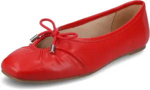 Journee Collection Womens Callee Ruched Ballet Dress Flats with Bow Cushioned Slip On Soft Square Toe Fashion Shoe