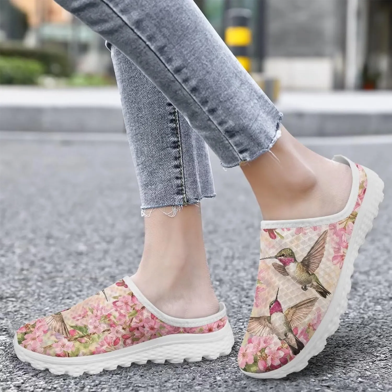 JoyLamoria Animal Pattern Womens Shoes Mule Sport Breathable Slip on Mesh Soft Comfortable Clog Sneakers Backless Walking Daily Wear