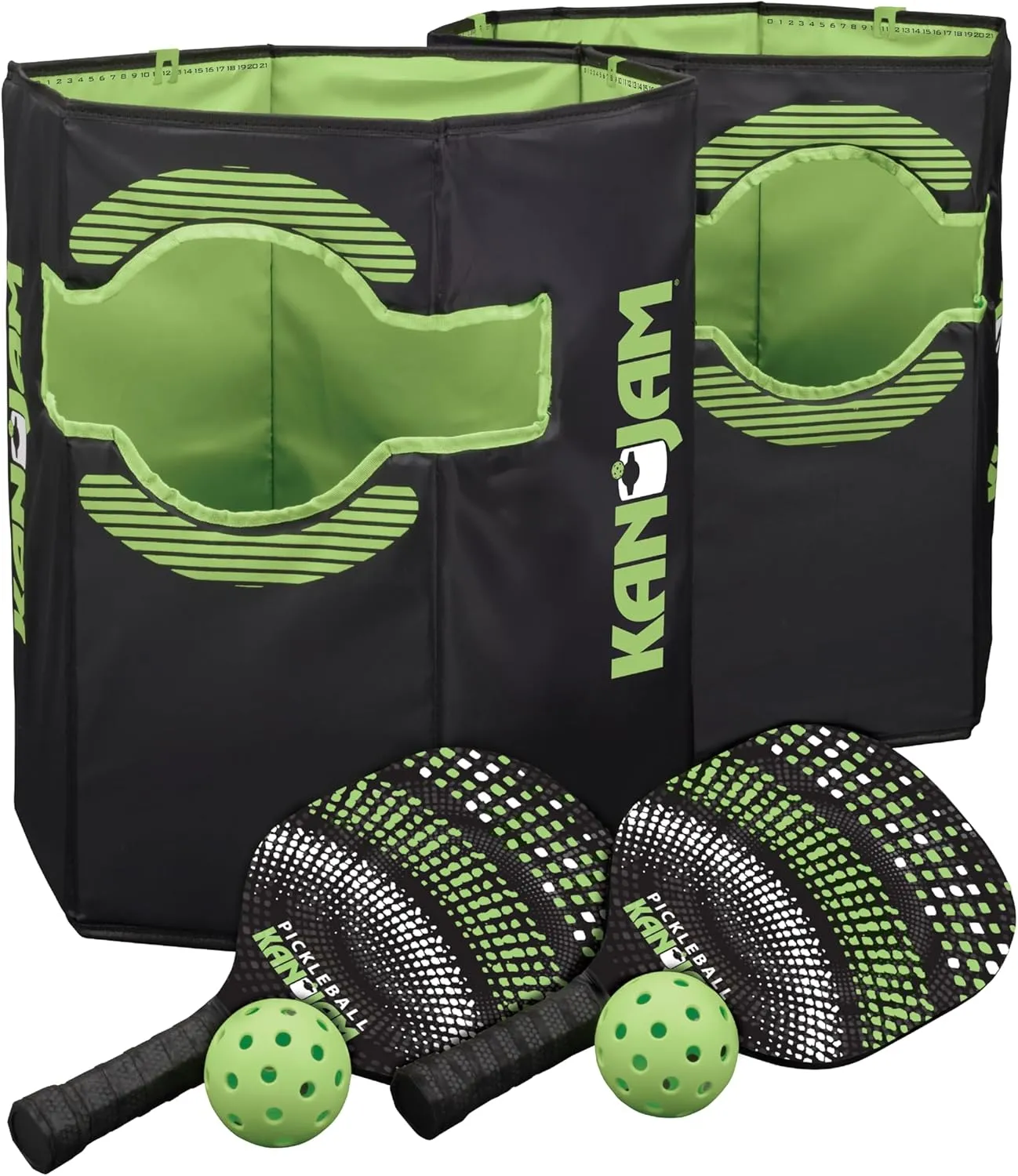 Kan Jam Pack ‘n Go Pickleball Portable 4 Player Pickle Ball Outdoor Game with 2 Paddles and 2 Balls