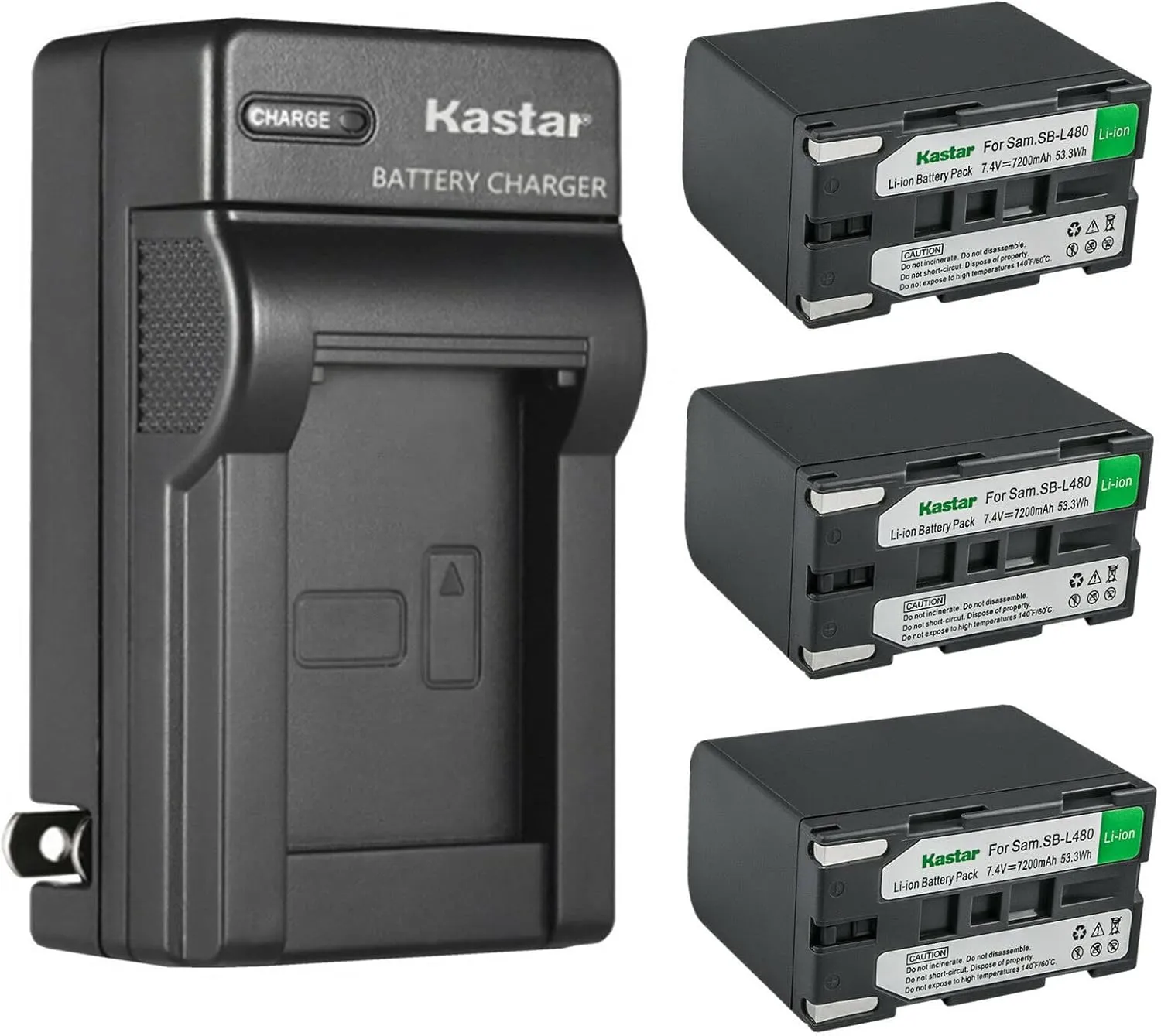 Kastar 3-Pack SB-L480 Battery and AC Wall Charger Replacement for Mamiya Leaf AFi-II 6, Mamiya Leaf AFi-II 7, Mamiya Leaf AFi-II 10, Mamiya Leaf Aptus-II 5, Mamiya Leaf Aptus-II 6 Medium Format Camera