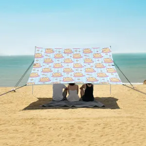 Kawaii Food Cartoon Beach Camping Tent Sun Shelter for Whole Family, Beach Shade Canopy with UPF50  UV Protection,Easy Set Up and Carry,Outdoor Shade for Trips, Fishing, Backyard Fun Picnics