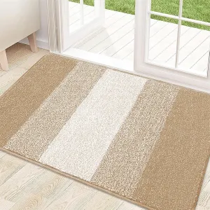 Kitinjoy Indoor Outdoor Door Mat, 32x20 Non-Slip Absorbent Dirt Trapper, Low-Profile Washable Inside Entrance Front Floor Mat, Sturdy Soft Entry Doormats for Entryway, Beige