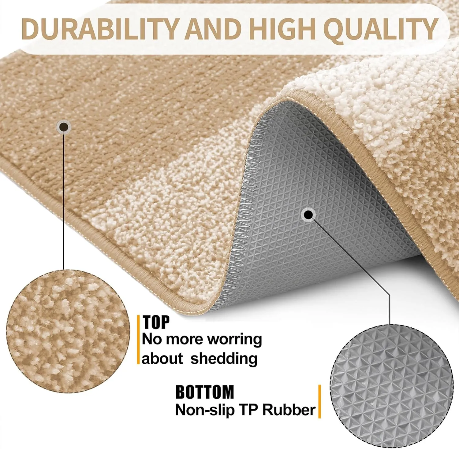 Kitinjoy Indoor Outdoor Door Mat, 32x20 Non-Slip Absorbent Dirt Trapper, Low-Profile Washable Inside Entrance Front Floor Mat, Sturdy Soft Entry Doormats for Entryway, Beige