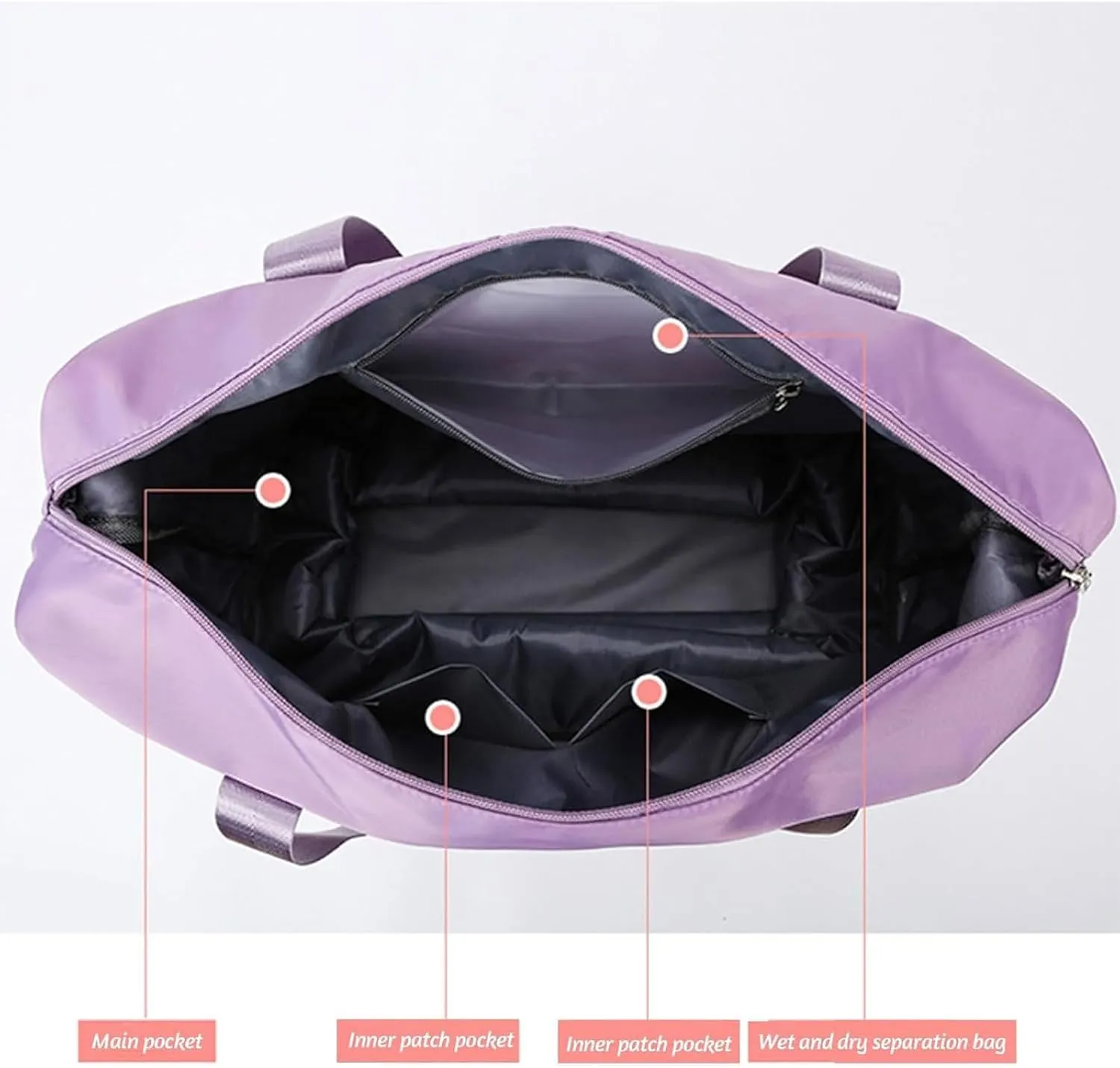Klarson Expandable Bag, Klarson Expandable Bag with Wheels, Foldable Suitcase without Handle, Waterproof & Wear-Resistant (Purple)