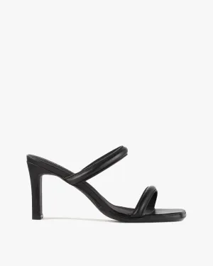 Klaudia Wide Fit Mid Heel Sandals Black Leather