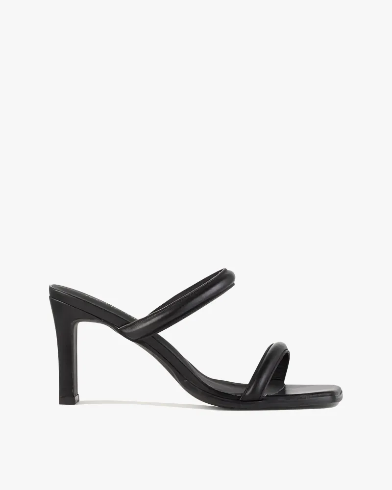 Klaudia Wide Fit Mid Heel Sandals Black Leather