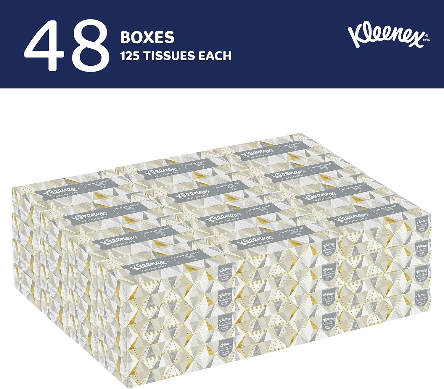 Kleenex Professional Facial Tissue, Bulk (21606), 2-Ply, White, Flat Boxed Format, Designed for Business (125 Tissues/Box, 48 Boxes, 6,000 Sheets/Case)
